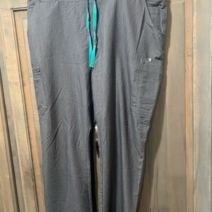 Figs Gray Women's Skinny Pants with Teal Accent